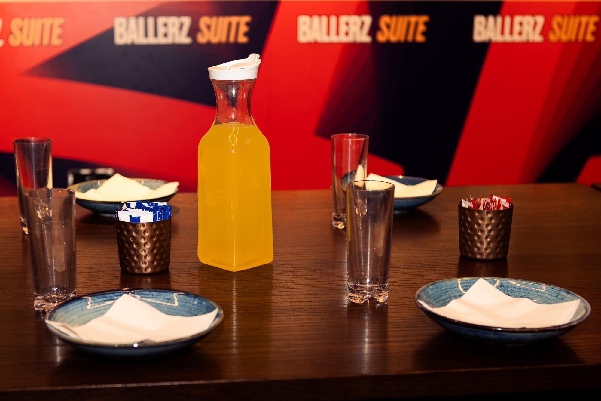 Party table laid up in the Ballerz Suite